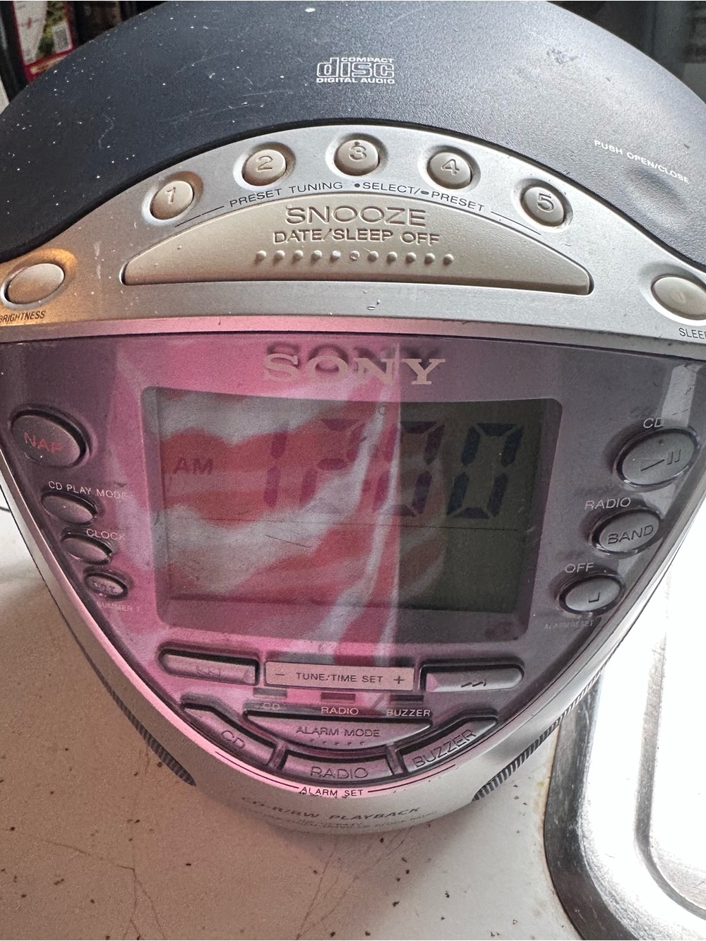 Sony Dream Machine ICF-CD843V AM/ FM Radio CD Player Alarm Clock - Tested, Works